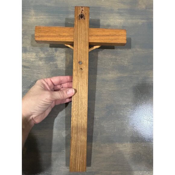 Vintage Anri Italy Hand Carved Wood Cross Crucifix Jesus Original Sticker 13" - Picture 6 of 9